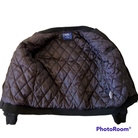 Han Ton Mens L Bomber Jacket Black Full Zip Insulated Quilted Flap Pockets - Picture 2 of 16